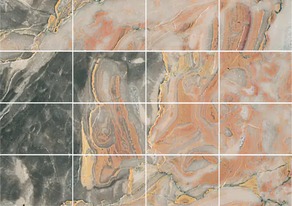 رخام أرابيسكاتو أروبيكو روزا الإيطالي مطابقة كتاب مزدوج مفتوح