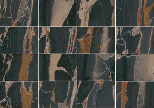 رخام باكستاني أسود ذهبي مطابقة كتاب مفتوح