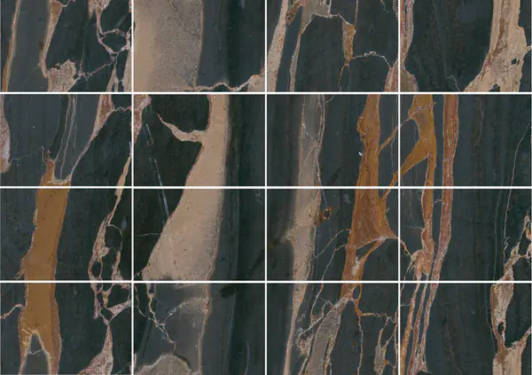 رخام باكستاني أسود ذهبي مطابقة كتاب مزدوج مفتوح